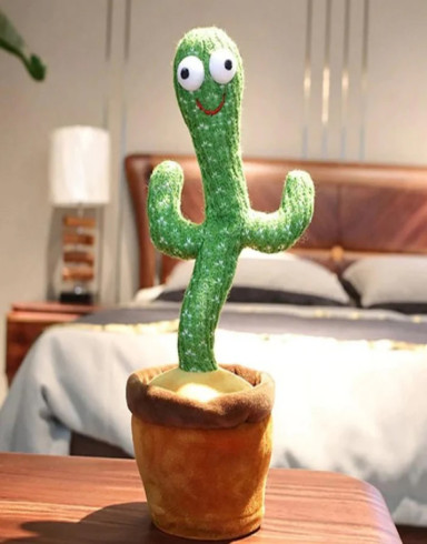 Singing Talking Recording Dancing Cactus Toy - Green Brown