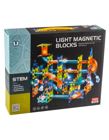 Light Magnetic Tiles Building Blocks 3D STEM Educational Magnetic Marble Run Toys for Kids Multicolor- 49 Pieces